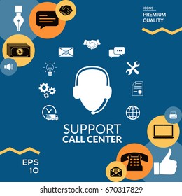 Technical support operator flat icon.