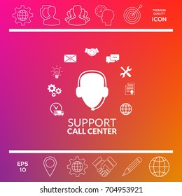 Technical support operator flat icon.