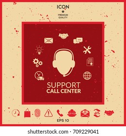 Technical support operator flat icon.