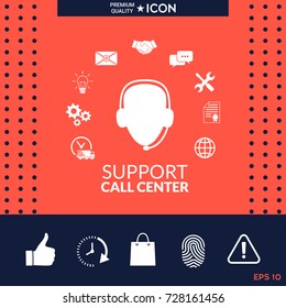 Technical support operator flat icon.