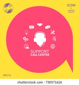 Technical support operator flat icon.