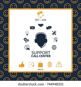 Technical support operator flat icon.