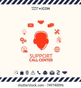 Technical support operator flat icon.