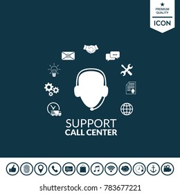 Technical support operator flat icon.