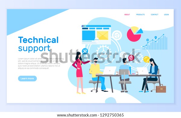 Technical Support People Answering Questions Help Stock Vector