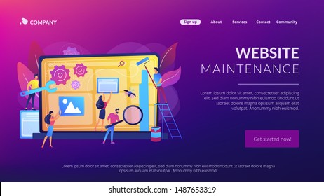 Technical Support, Programming And Coding. Website Maintenance, Website Maintenance Services, Update And Keep Your Site Easy Concept. Website Homepage Landing Web Page Template.