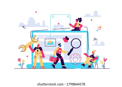 Technical support, programming and coding. Website maintenance, website maintenance services, update and keep your site easy concept. Bright vibrant violet vector isolated illustration
