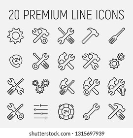 Technical support related vector icon set. Well-crafted sign in thin line style with editable stroke. Vector symbols isolated on a white background. Simple pictograms.