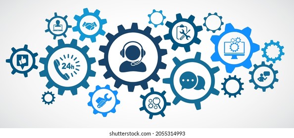 Technical support service concept, online helpdesk, helpline assistance, hotline software support - stock vector