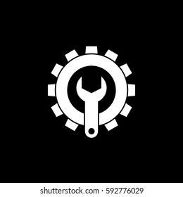 Technical support solid icon, seo & development, repair service, a filled pattern on a black background, eps 10.
