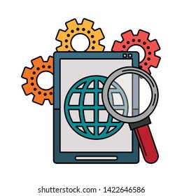 Technical support technology group of symbols, online help service. vector illustration graphic design