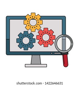Technical support technology group of symbols, online help service. vector illustration graphic design
