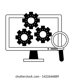 Technical support technology group of symbols, online help service. vector illustration graphic design