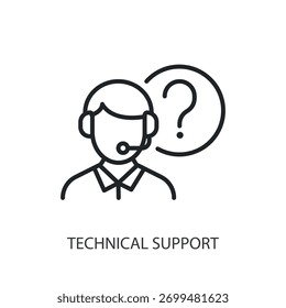 Dünnlinien-Symbole des technischen Supports. Original Vektorgrafik.