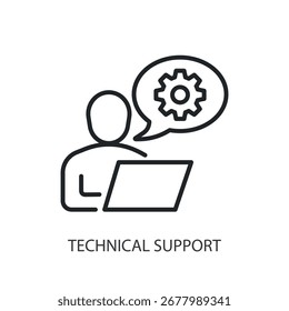 Technical support thin line vector icons.