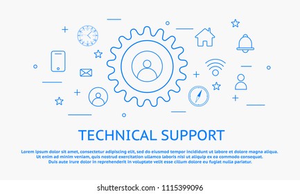 technical support thine line design. Vector illustration
