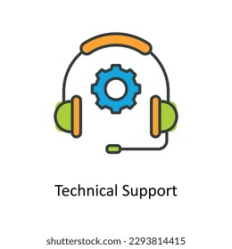 technical support Vector   Fill outline Icons. Simple stock illustration stock