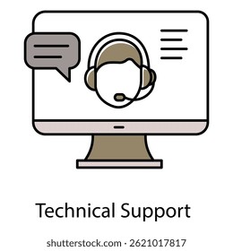 Technical Support Vector Icon for Help Desk Services, Troubleshooting Assistance, and Client Care Solutions