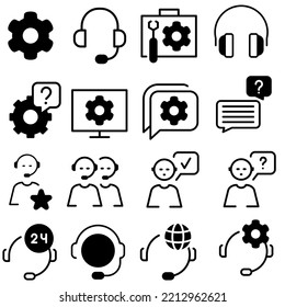 Technical support vector icon set. operator illustration sign collection. online symbol.