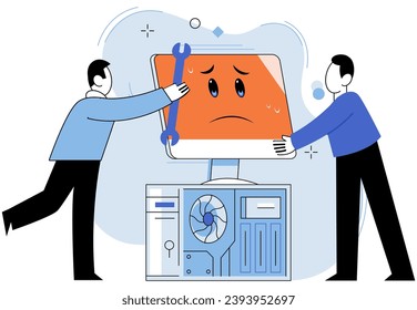 Technical support. Vector illustration. Technical assistants provide guidance and support in utilizing complex technologies Instructors in technical disciplines impart valuable knowledge and skills