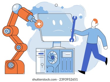 Technical support. Vector illustration. The technical support concept emphasizes significance timely and efficient assistance Seeking advice from technical experts can help address complex Seeking