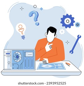 Technical support. Vector illustration. Connection to reliable technical network is essential for accessing support when needed Technical assistants provide guidance and support in utilizing complex