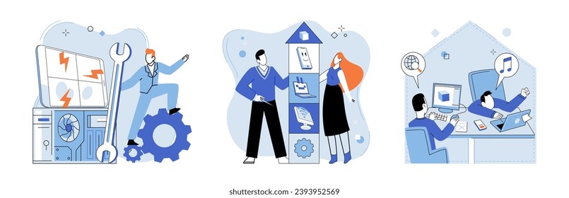 Technical support. Vector illustration. The technical support metaphor highlights importance providing assistance and guidance Choosing profession in technical field opens doors to supporting others