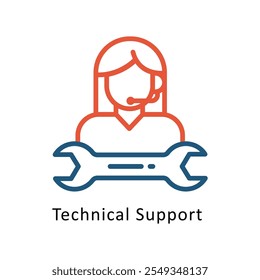 Technical Support VectorTwo Colors Cricle Outline icon. Eps 10 file
