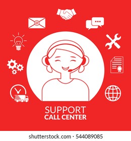 Technical support. Woman operator Technical support. Woman operator