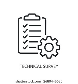 Ícones de vetor de linha fina da pesquisa técnica.