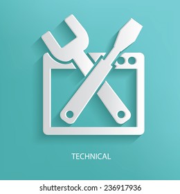 Technical symbol on blue background,clean vector