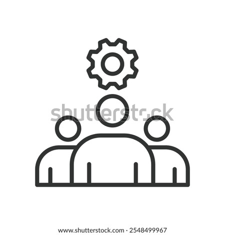 Technical team, icon in line design. Team, technical, professionals, engineers, support, IT, experts on white background vector. Technical team editable stroke icon