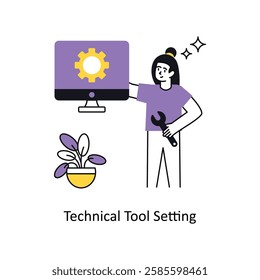 Technical Tool Setting Concept vector illustration.  isolated on white Background.