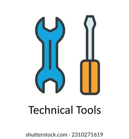 Technical Tools Vector Fill outline Icon Design illustration. User interface Symbol on White background EPS 10 File
