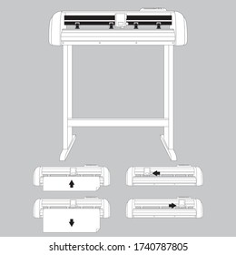 Technical trace cutting plotter, with pedestal, with base, with head movement, with vinyl movement.