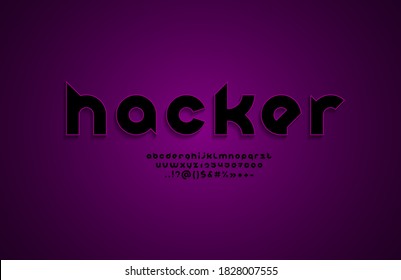 Technical trendy black font, rounded modern alphabet, letters from A to Z and numbers from 0 to 9, vector illustration 10EPS