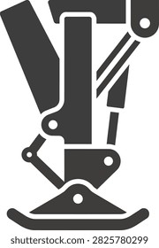Technical vector illustration of a retractable landing strut system for aerospace engineering and aircraft design.