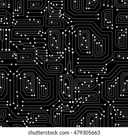 Technical vector seamless pattern with circuit board