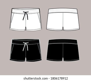 technical vector sketch of sport shorts.Apparel design technical drawing. front and back.  