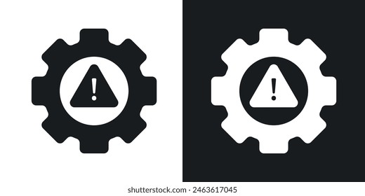 Technical Warning icon set. System error vector symbol. Mechanical issue alert sign. Gear warning icon.