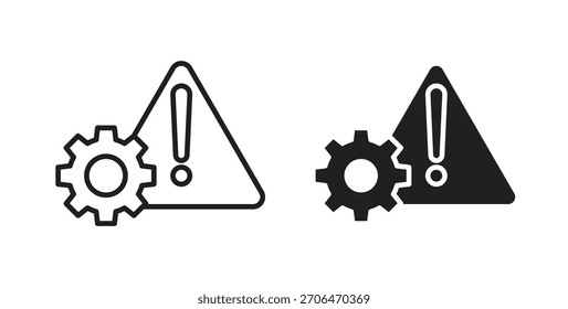 Ícone de aviso técnico para sites e design plano minimalista móvel.