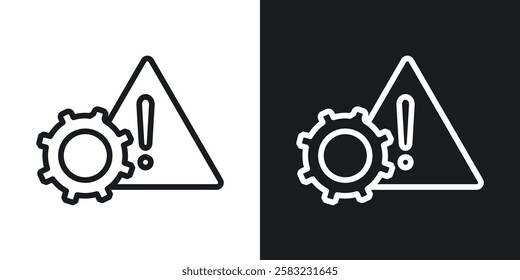 Technical warning icons in black and white liner strokes for web design.