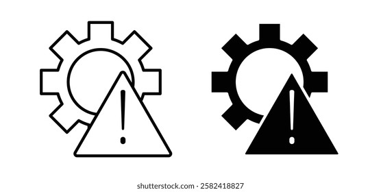 Technical warning icons pack vectors in black flat and strokes