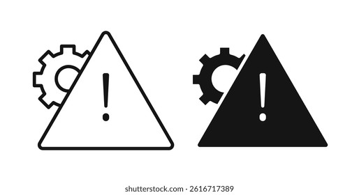 Technical warning icons set for website design