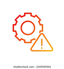 Technical warning pixel perfect gradient linear vector icon. Program settings issue. Device configuration problem. Thin line color symbol. Modern style pictogram. Vector isolated outline drawing