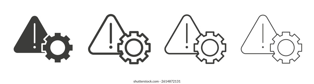 Technical warning vector icons in black and blue colors