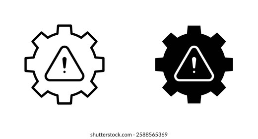 Technical warning vectors icons set in filled and strokes on white background