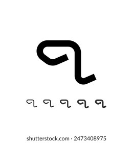 Technical wide font, digital cyber alphabet, set of five different thicknesses of the trendy modern letter set Q (light, thin, regular, medium, bold, thick), vector illustration 10EPS