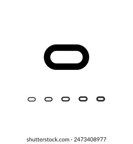 Technical wide font, digital cyber alphabet, set of five different thicknesses of the trendy modern letter set O (light, thin, regular, medium, bold, thick), vector illustration 10EPS
