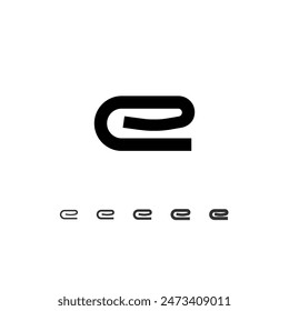 Technische Wide Font, Digital Cyber Alphabet, Set aus fünf verschiedenen Dicken des trendigen modernen Buchstabensatzes E (leicht, dünn, regulär, mittelgroß, fett, dick), Vektorillustration 10EPS